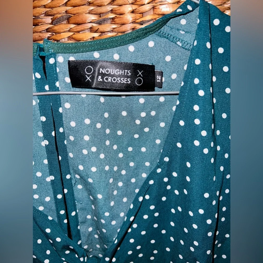 🌲🚉 Dissh Dark Green Polka Dot Tie Dress 🚉🌲 Size 12 - Picture 7 of 10